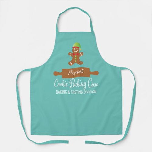 Cookie Baking Crew Blue Christmas Apron