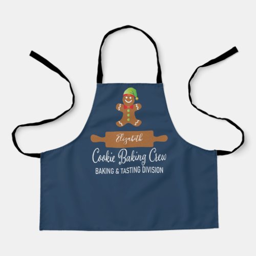 Cookie Baking Crew Blue Christmas Apron