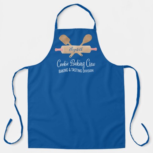 Cookie Baking Crew Blue Kitchen Monogram Name Apron