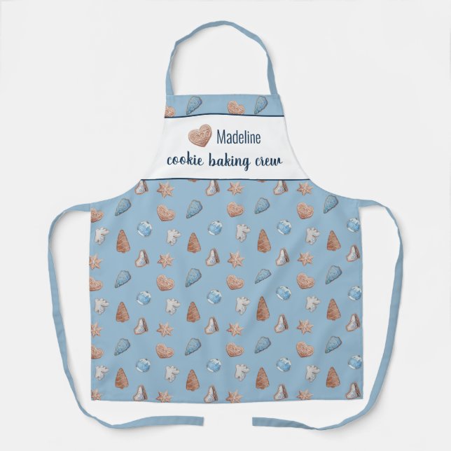 Cookie Baking Crew Blue Personalized Apron (Front)