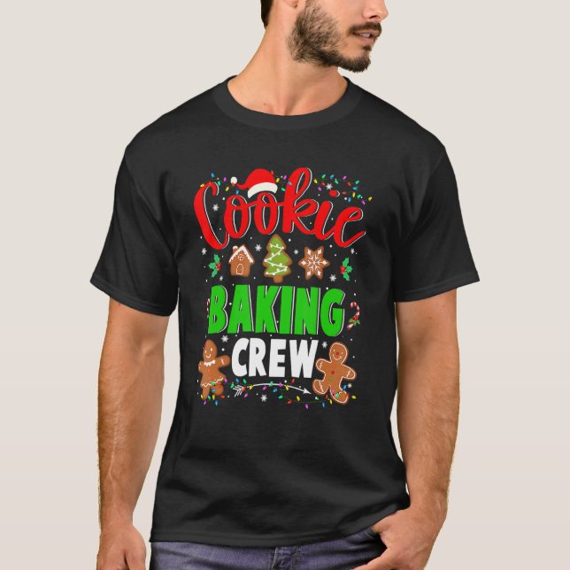 Cookie Baking Crew Christmas Gingerbread Santa Fam T-Shirt (Front)
