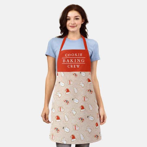 Cookie Baking Crew Christmas Pattern Apron