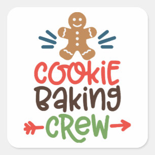 Cookie baking crew christmas square sticker