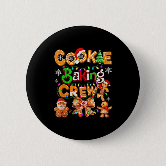 Cookie Baking Crew Cooking Coquette Bow Xmas Ginge Button (Front)