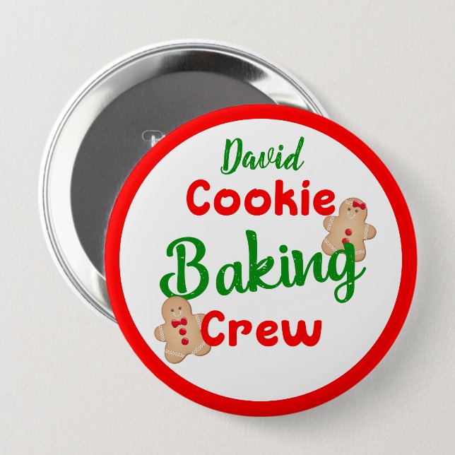 Cookie Baking Crew Fun Holiday Cooking Custom Button (Front & Back)