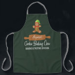 Cookie Baking Crew Funny Green Christmas Apron<br><div class="desc">This Christmas Holiday season put on your very own monogrammed Cooking Baking Crew,  Baking and Tasting Division apron. Cute design features a gingerbread person and a rolling pin design with your name. Perfect for children and adults. Modern typography style text. Green background or background color of your choice.</div>