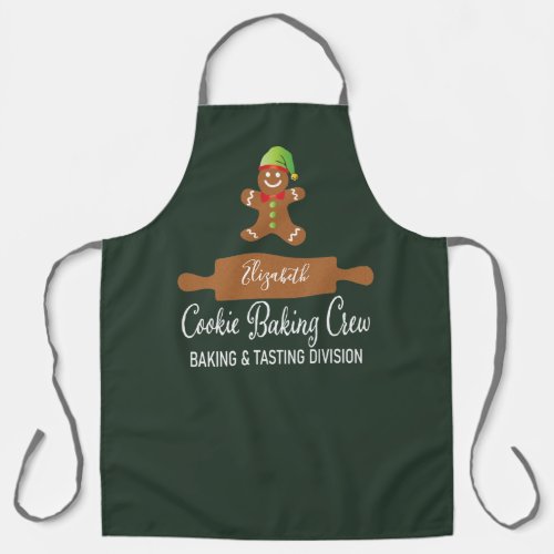 Cookie Baking Crew Funny Green Christmas Apron