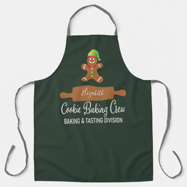 Cookie Baking Crew Funny Green Christmas Apron Zazzle
