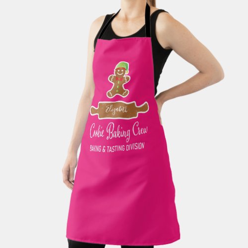 Cookie Baking Crew Funny Pink Christmas Apron