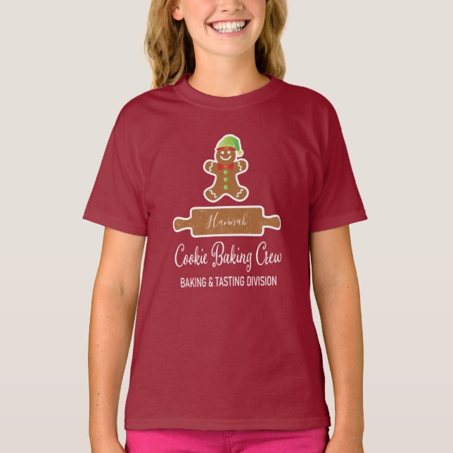 Cookie Baking Crew Gingerbread Man Holiday T-Shirt (Front)