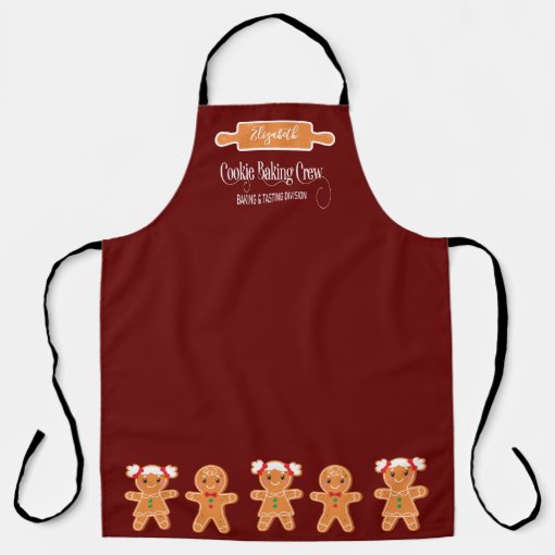 Cookie Baking Crew Gingerbread Monogram Baking Apron Zazzle 