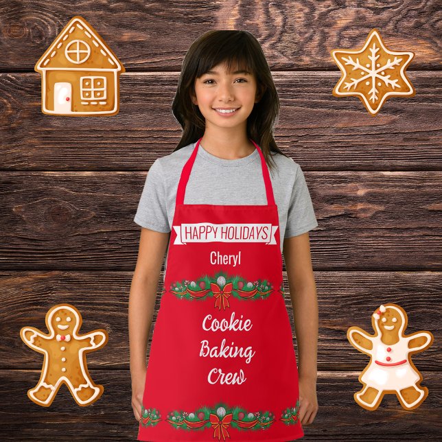 Cookie Baking  Crew - personalized red Apron (Creator Uploaded)
