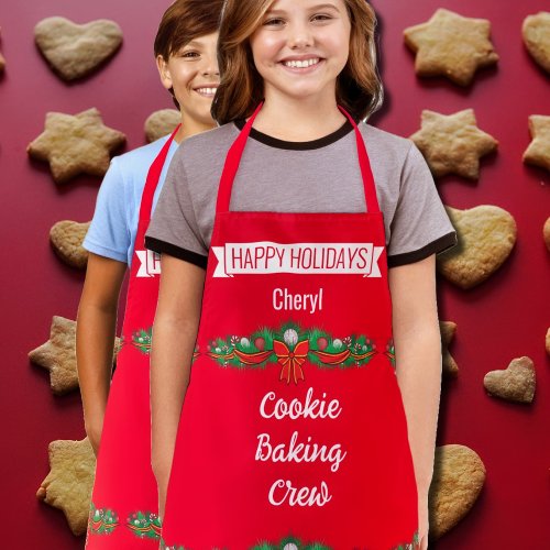 Cookie Baking  Crew _ personalized red Apron