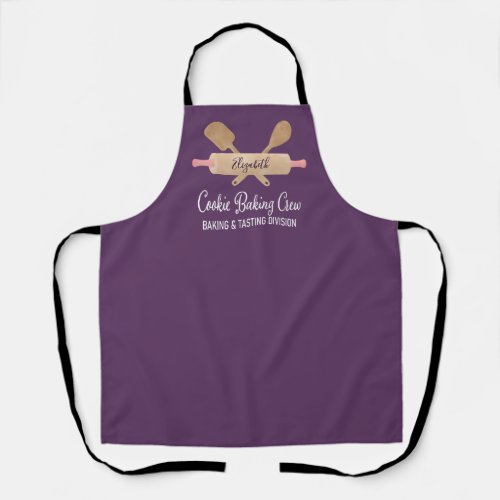 Cookie Baking Crew Purple Kitchen Monogram Name Apron