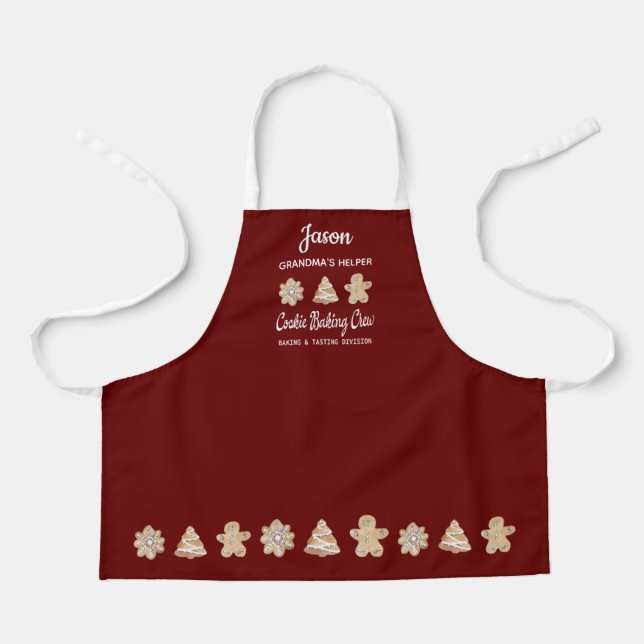 Cookie Baking Crew Red Childrens Kids Baking Apron (Front)