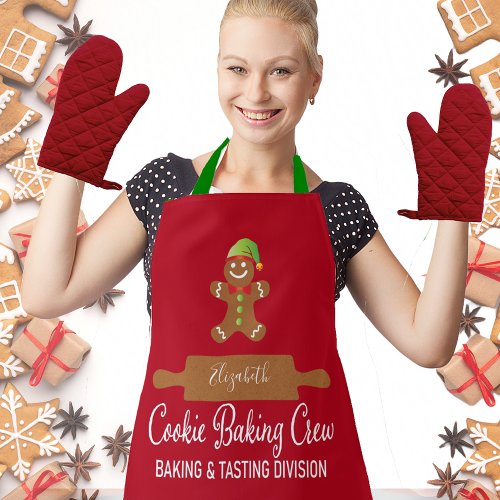 Cookie Baking Crew Red Christmas Apron