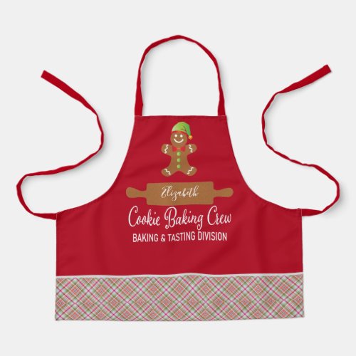 Cookie Baking Crew Red Plaid Christmas Apron