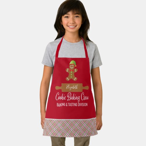 Cookie Baking Crew Red Plaid Christmas Apron
