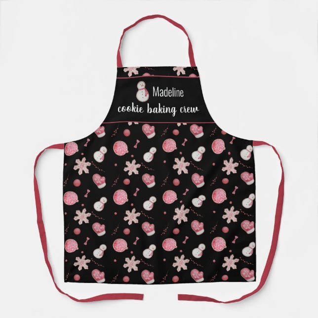 Cookie Baking Crew Snowman Personalized Apron (Front)