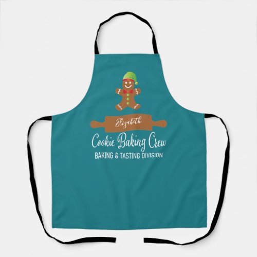 Cookie Baking Crew Teal Blue Christmas Apron