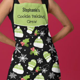 Cookie Baking Crew Winter Christmas Pattern Custom Apron