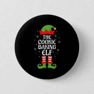 Cookie Baking Elf Xmas Family Matching Elf Squad C Button