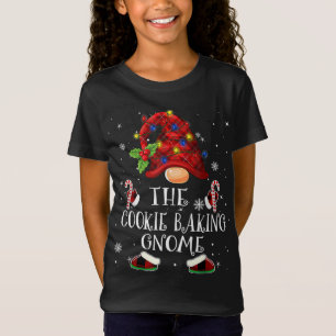 Cookie Baking Gnome Buffalo Plaid Christmas Tree L T-Shirt