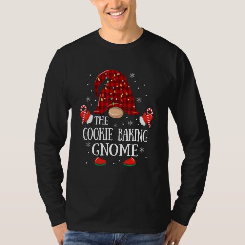 Cookie Baking Gnome Buffalo Plaid Matching Family  T_Shirt