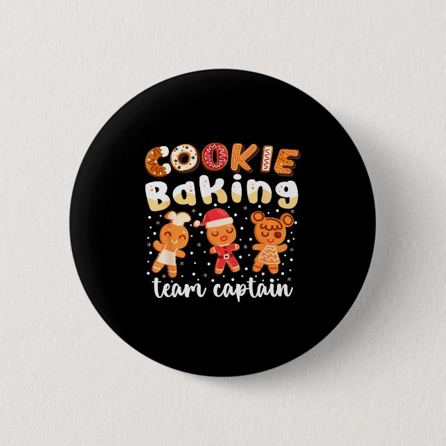 Cookie Baking Team Captain Christmas Gingerbread F Button (Front)