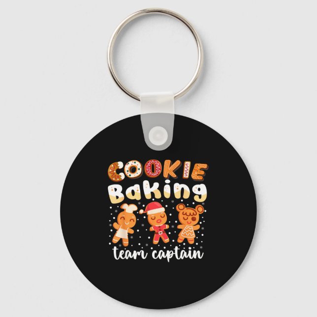 Cookie Baking Team Captain Christmas Gingerbread F Keychain (Front)