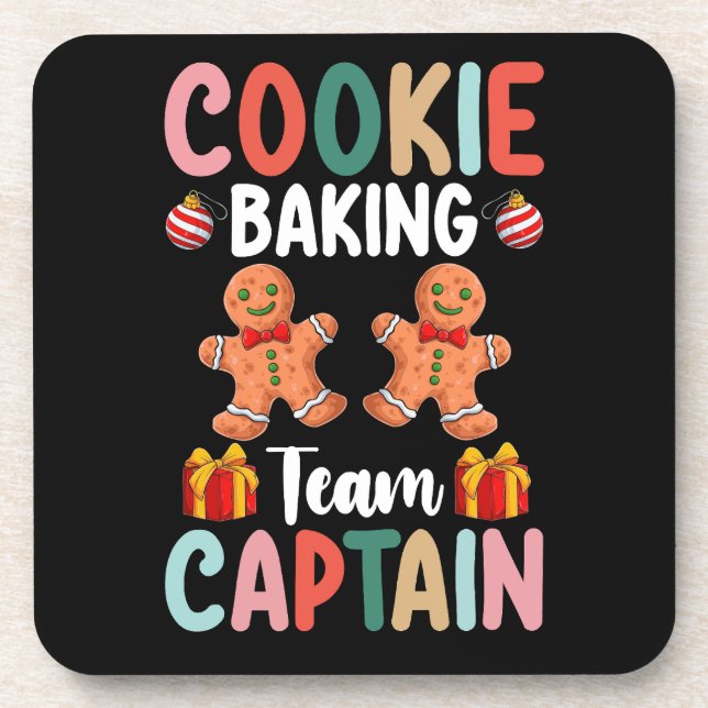 Cookie Baking Team Captain Family Christmas Beverage Coaster (Front)