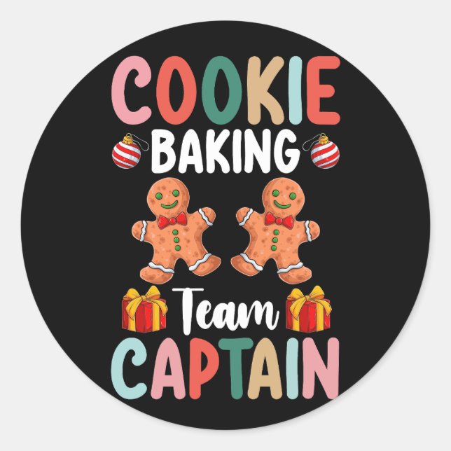 Cookie Baking Team Captain Family Christmas Classic Round Sticker (Front)