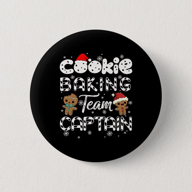 Cookie Baking Team Captain Gingerbread Christmas  Button (Front)