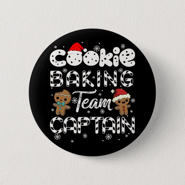 cookie baking team captain gingerbread christmas t button (Front)