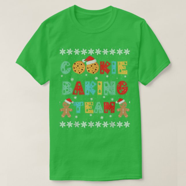 Cookie Baking Team Gingerbread Men with Xmas Hats  T-Shirt (Design Front)
