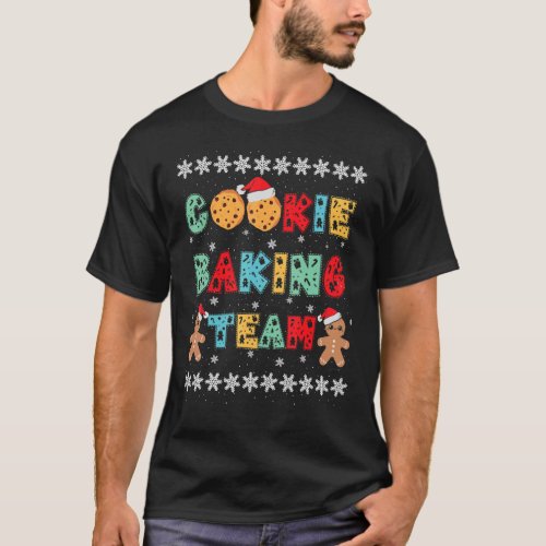 Cookie Baking Team Gingerbread Men with Xmas Hats T_Shirt