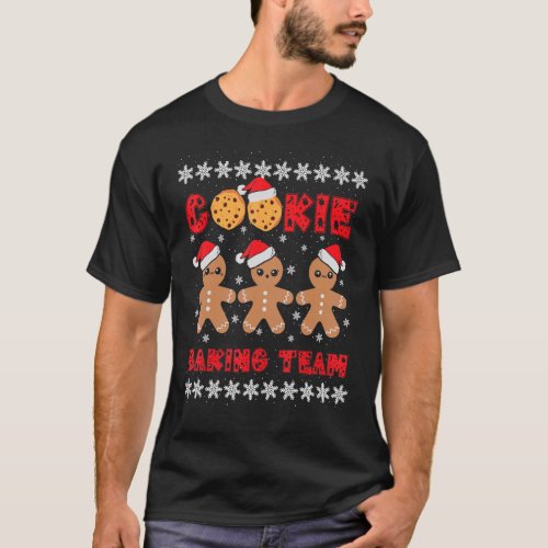 Cookie Baking Team Gingerbread Men with Xmas Hats  T_Shirt