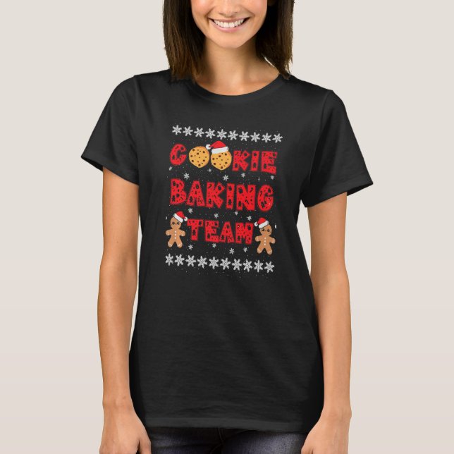 Cookie Baking Team Gingerbread Men With Xmas Hats  T-Shirt (Front)