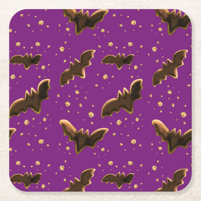 Cookie Bats and Crumbs Square Paper Coaster (Front)