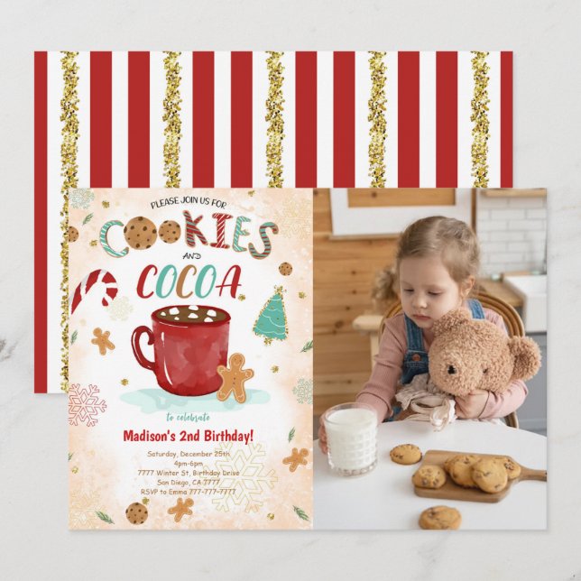 Cookie Birthday Photo Invitation  (Front/Back)