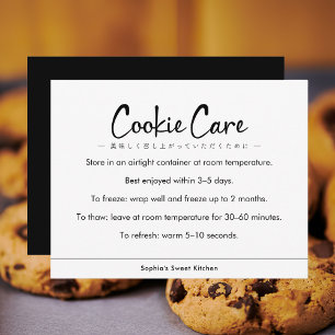 Cookie Care Instructions Minimalist Typography Thank You Card