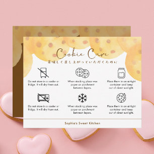 Cookie Care Instructions Watercolor Cute Thank You Card