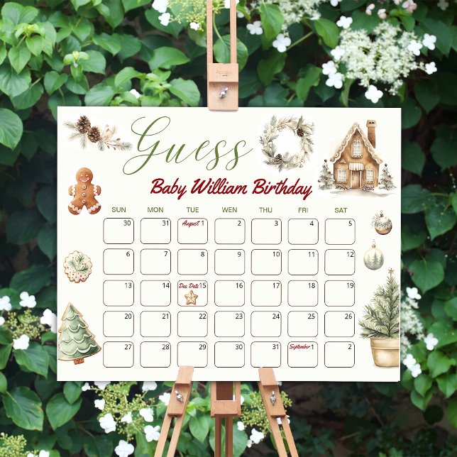 Cookie Christmas Birthday Guess Due Date Calendar Foam Board (Creator Uploaded)