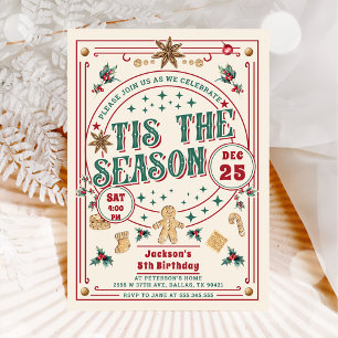 Cookie Christmas Tis The Season Birthday Invitation
