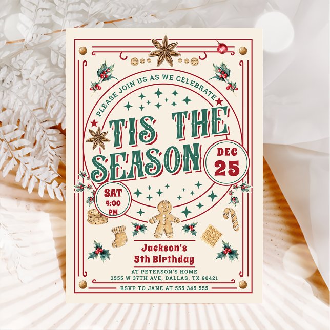 Cookie Christmas Tis The Season Birthday Invitation (Creator Uploaded)