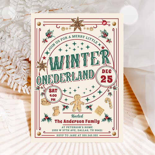 Cookie Christmas Winter ONEderland Birthday Invitation