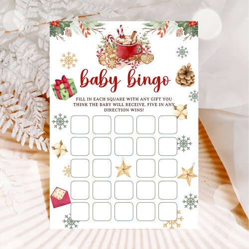 Cookie Cocoa Christmas Baby Bingo Baby Shower Game Invitation