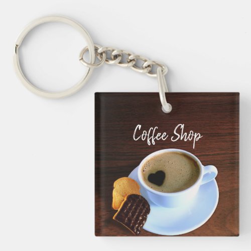 Cookie Coffee Cup Heart Shaped Foam Coffee Shop Keychain