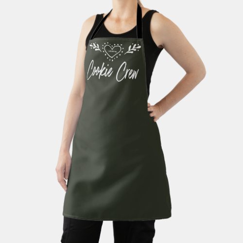 Cookie Crew Heart Holiday Green Christmas Apron