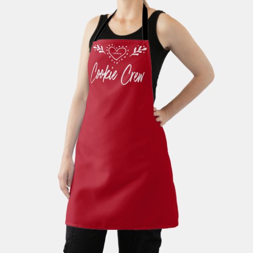 Cookie Crew Heart Holiday Red Christmas Apron